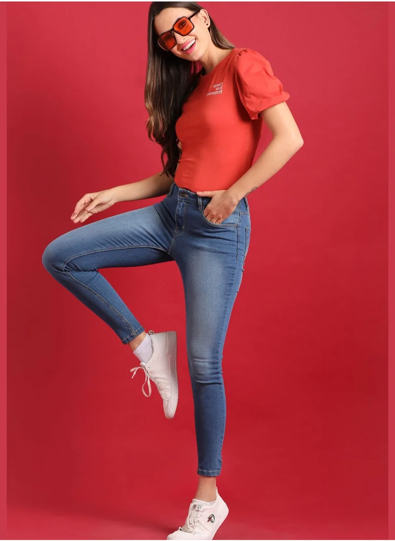 Campus Sutra Round Neck Blouse