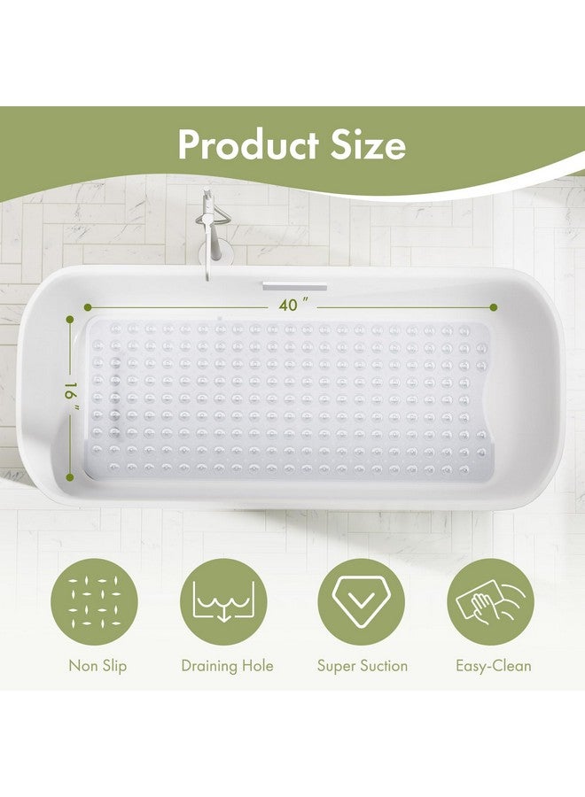 أمازيرباث سجادة استحمام AmazerBath غير قابلة للانزلاق 40 × 16 بوصة، سجادات كابينة الاستحمام مع أكواب شفط وفتحات تصريف، سجادة حمام غير قابلة للانزلاق لحوض الاستحمام لكبار السن والأطفال، شفافة - Image 3