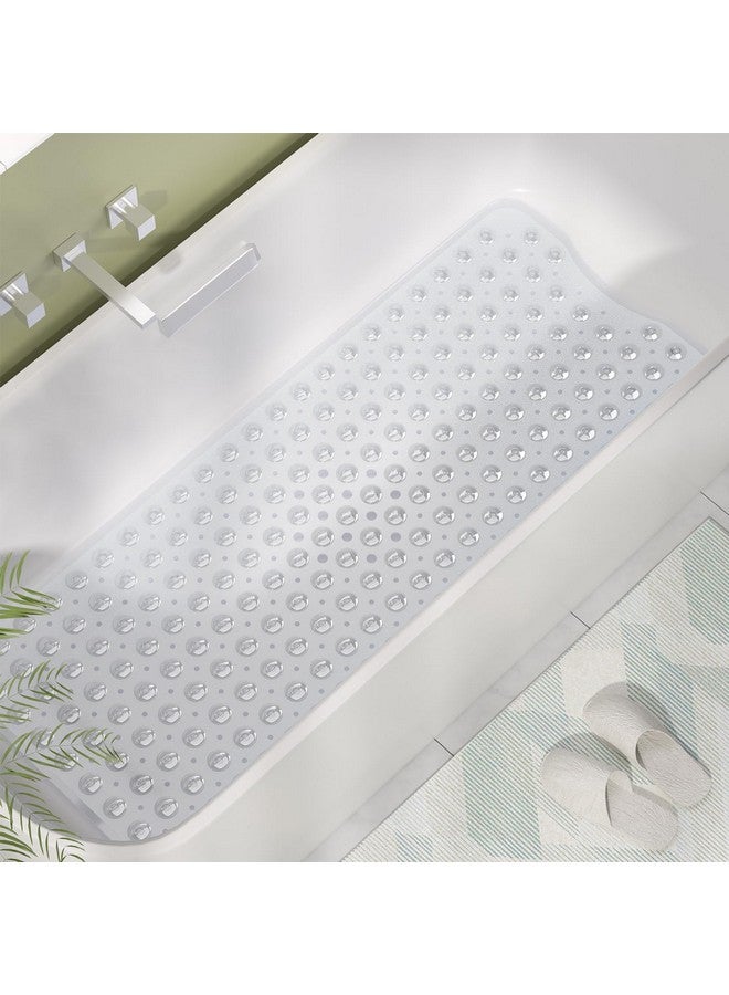 أمازيرباث سجادة استحمام AmazerBath غير قابلة للانزلاق 40 × 16 بوصة، سجادات كابينة الاستحمام مع أكواب شفط وفتحات تصريف، سجادة حمام غير قابلة للانزلاق لحوض الاستحمام لكبار السن والأطفال، شفافة - Image 2