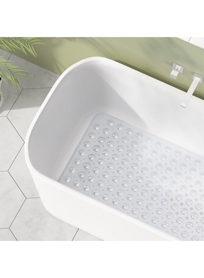 أمازيرباث سجادة استحمام AmazerBath غير قابلة للانزلاق 40 × 16 بوصة، سجادات كابينة الاستحمام مع أكواب شفط وفتحات تصريف، سجادة حمام غير قابلة للانزلاق لحوض الاستحمام لكبار السن والأطفال، شفافة - Image 1