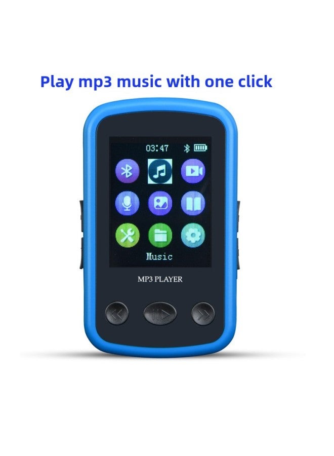 Back Clip Bluetooth External Plug TF Card MP3 Player E-book One-click Recording Preservation Recording Pen-Body Color:Blue-Memory Capacity:4GB