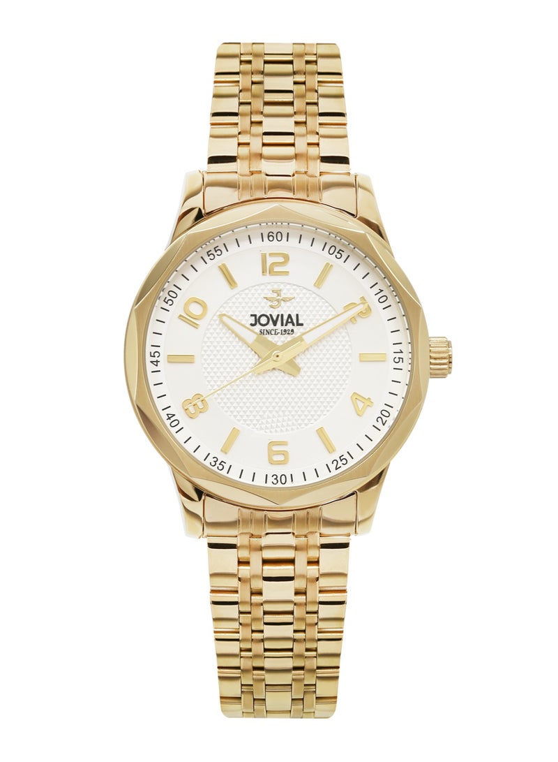 Jovial JOVIAL 5053LGMQ01E Women's Stainless Steel Watch, White Dial, Water Resistant, Analog, 28MM - Image 1