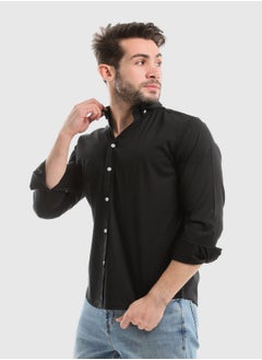 WHITE RABBIT Plain Black Buttoned Down Long Sleeves Shirt  - Image 2