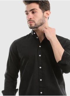 WHITE RABBIT Plain Black Buttoned Down Long Sleeves Shirt  - Image 4