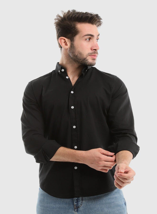 WHITE RABBIT Plain Black Buttoned Down Long Sleeves Shirt  - Image 1