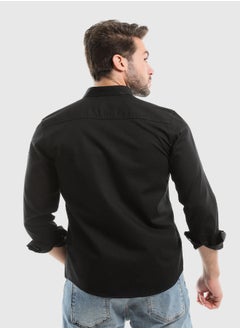 WHITE RABBIT Plain Black Buttoned Down Long Sleeves Shirt  - Image 3