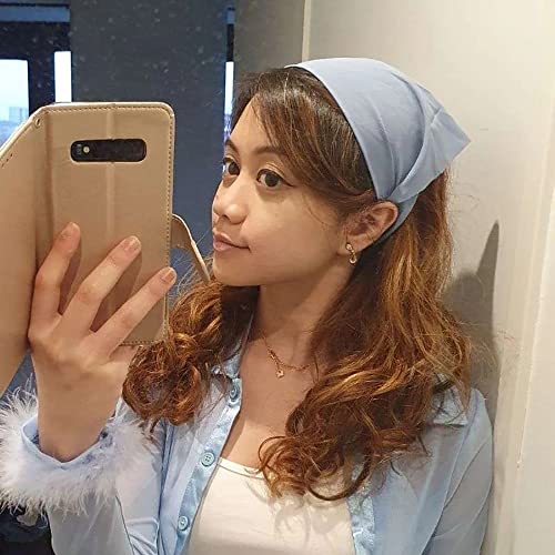 Vercret 6 Pack Boho Triangle Bandana Head Scarf - Elastic Hair Kerchief with Clips Non Slip Solid Color Headbands for Teen Girls - Image 2