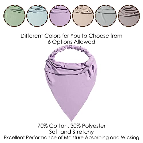 Vercret 6 Pack Boho Triangle Bandana Head Scarf - Elastic Hair Kerchief with Clips Non Slip Solid Color Headbands for Teen Girls - Image 5