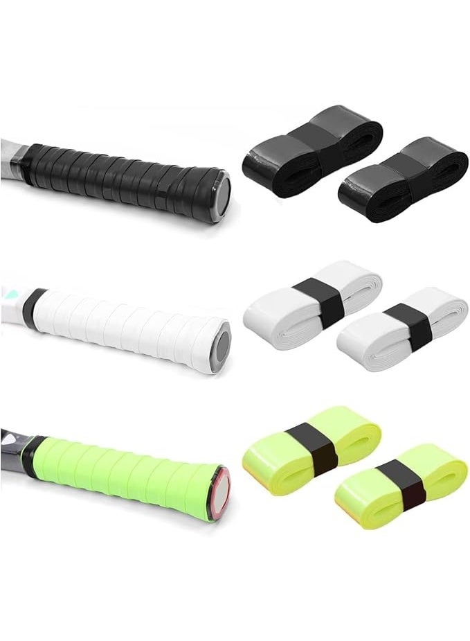 6 Pack Tennis & Badminton Racket Grip Tape, Absorbent Dry Feel Badminton Racket Grip Tape Overgrip Replacement for Squash Baseball Bat Softball Bat (3Colors) - Image 1
