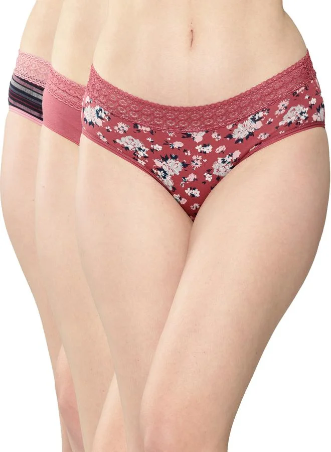 ليدينغ ليدي Leading Lady Pack of 3 - Printed Lace Waistband Bikini