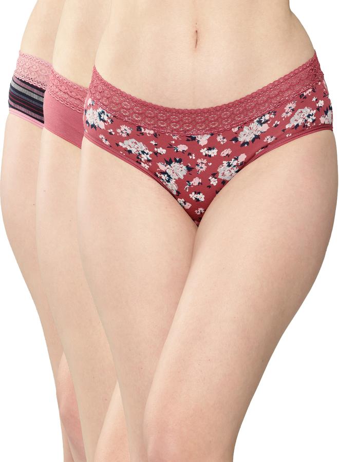 Leading Lady Pack of 3 - Printed Lace Waistband Bikini - Image 1