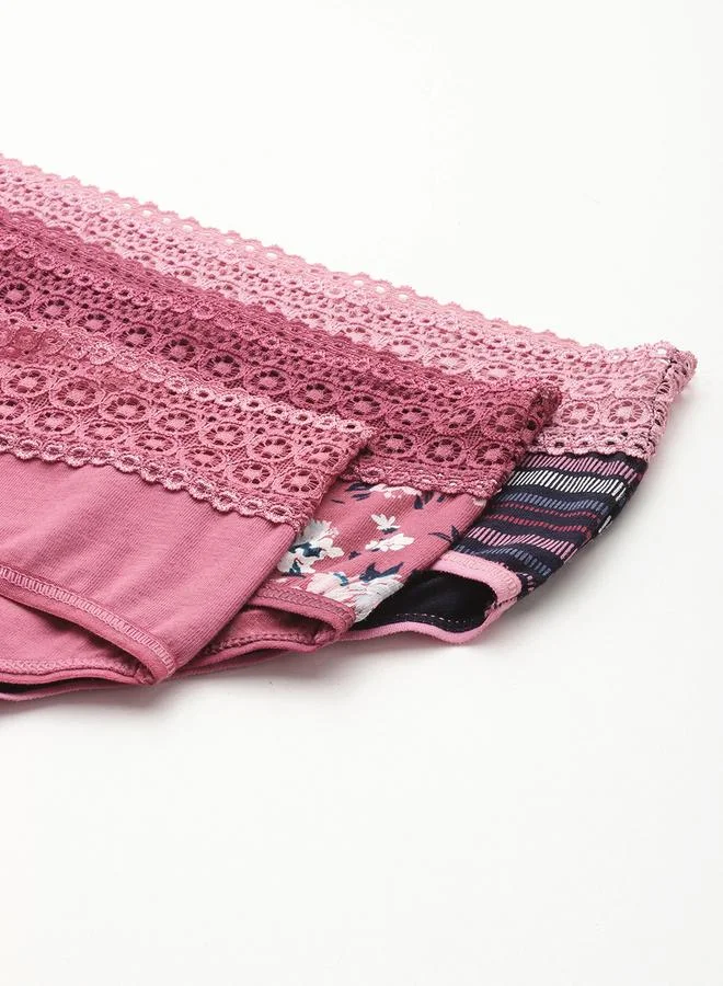 Leading Lady Leading Lady Pack of 3 - Printed Lace Waistband Bikini