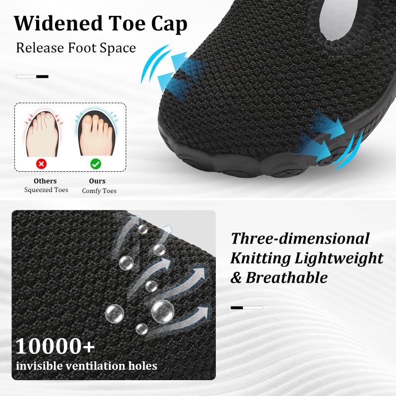 Scurtain Mules for Women Comfortable Rubber Loafer Mules Wide Width Zero Drop Barefoot Casual Walking Shoes Comfort Summer Winter Slip On Diabetic Orthopedic Shoes Casual Black Garden Sneakers Size - Image 3