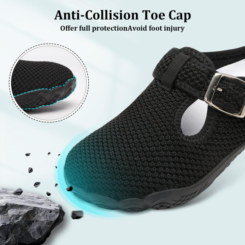 Scurtain Mules for Women Comfortable Rubber Loafer Mules Wide Width Zero Drop Barefoot Casual Walking Shoes Comfort Summer Winter Slip On Diabetic Orthopedic Shoes Casual Black Garden Sneakers Size - Image 5