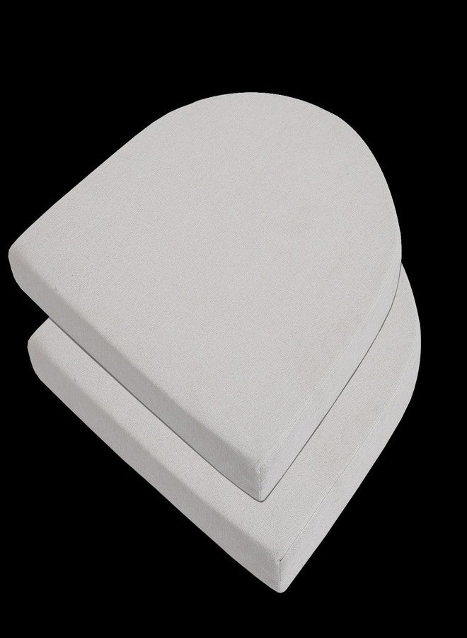 MICUSHION 18x18 Inch Chair Pads for Dining Chairs Set of 2 with Ties Non Slip Washable Seat Cushion with Zipper Indoor Round Back Chair Cushions for Kitchen, Beige - Image 1