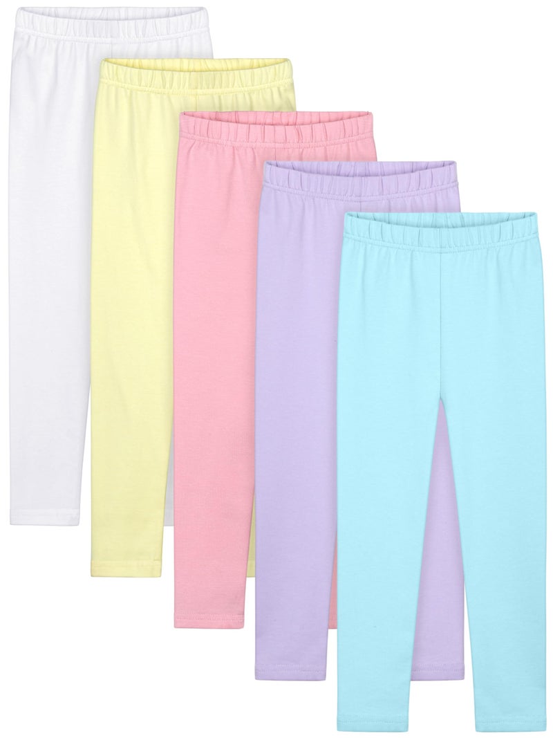 Resinta 5 Packs Toddler and Baby Girls Leggings Pants Full Length Cotton Basic Leggings Stretchy Soft Leggings Tights Pants - Image 1