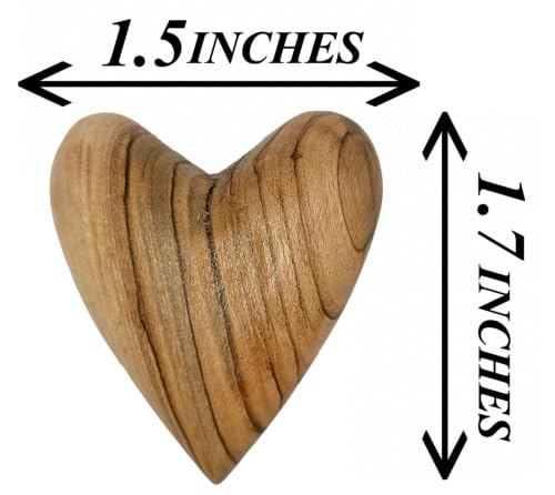 Zuluf Set of 5 Olive Wood Hearts 1.7 x 1.5 Hand Carved Wooden Heart Rustic Table Decorations Wedding Guest Alternatives Valentine Bowl Filler Home Décor Gifts Made in Bethlehem w/Certificate - Image 4