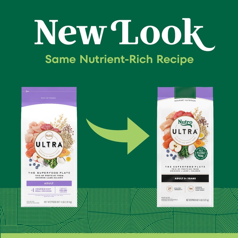Nutro Ultra Dry Dog Food for Adult Dogs with a Trio of Proteins from Chicken, Lamb and Salmon, 4 lb. Bag - Image 2
