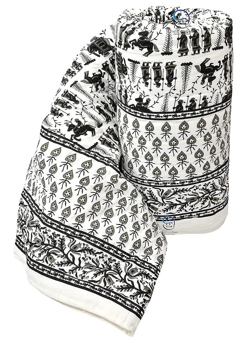 AUROSTYLE 400 TC Pure Cotton Jaipuri Razai Baraat Printed Bed Blanket Ac Quilt for Winter and Summer Soft Light Weight Rajasthani Traditional Quilt Double Bed 85 x 100 Inch Design 5 - Image 2