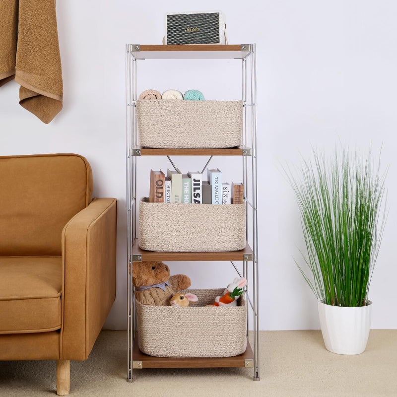 MiniArk Large Storage Baskets for Shelves, Closet Organizers Bins for Clothes Blanket Towels, Baby Nursery, Toy Baskets Box, Woven Rope Baskets, 17 x 13 x 7.5â€, 2 Packs Mixed Brown - Image 4