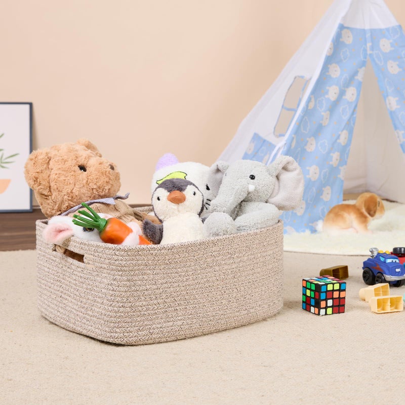 MiniArk Large Storage Baskets for Shelves, Closet Organizers Bins for Clothes Blanket Towels, Baby Nursery, Toy Baskets Box, Woven Rope Baskets, 17 x 13 x 7.5â€, 2 Packs Mixed Brown - Image 5