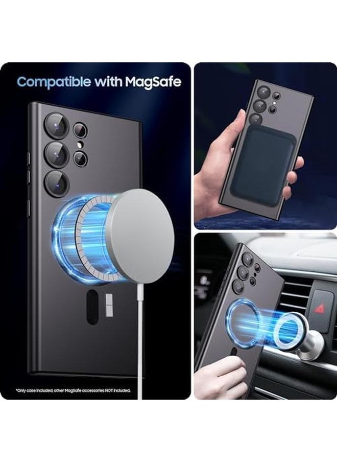 erorex Magnetic Case For Samsung Galaxy S24 Ultra Compatible With Mag Safe Matte Luxury Metallic Luster Flexible Shockproof Case For Galaxy S24 Ultra Black  - Image 2