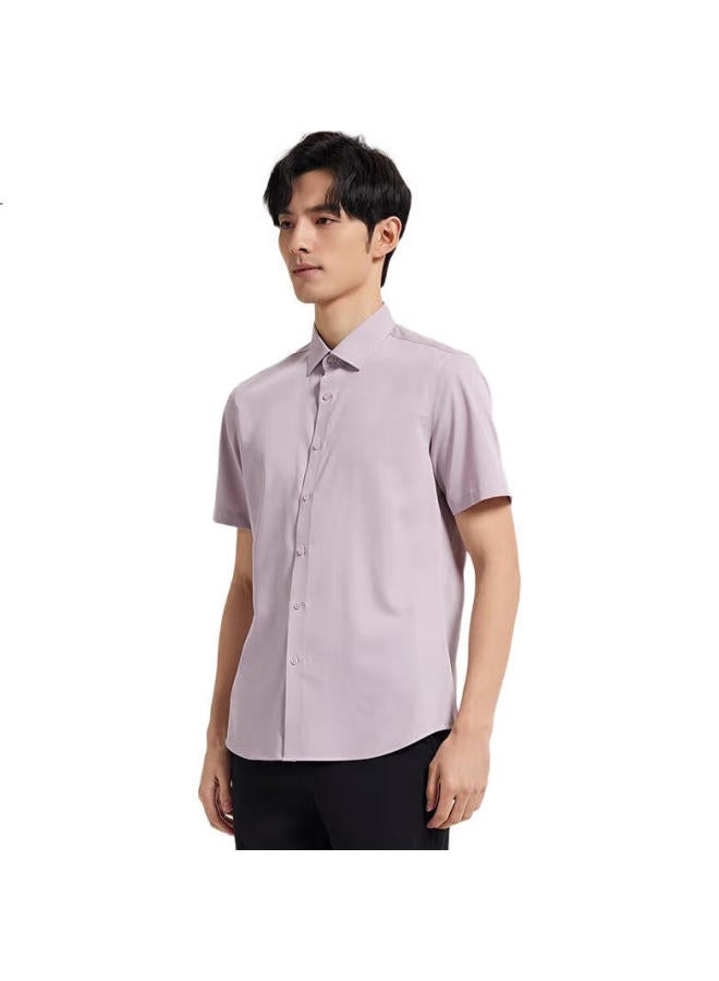 Tries Bamboo Fiber Men'S Short Sleeve Shirt Summer Professional Business Solid Color Shirt Cool Smooth Breathable - Image 2