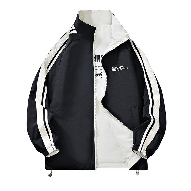 Reversible Jacket Couple Loose Stand Collar 2025 Spring & Fall New Fashion Brand Jacket Casual Sports - Image 1