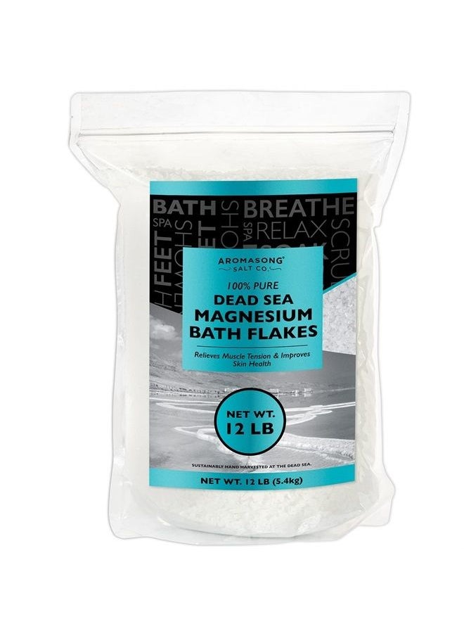 Aromasong - Raw Magnesium Flakes from The Dead Sea, 12 LB - Muscle Relaxing Magnesium Chloride Bath Salts Soak for Headaches, Stress & Leg Discomfort - Image 1