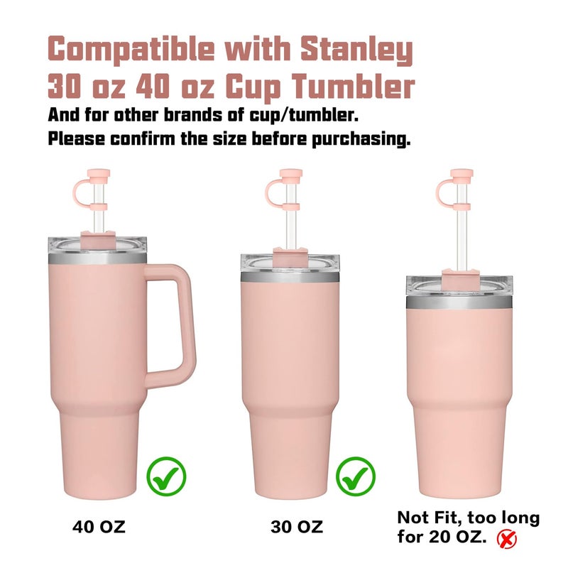 Beonsky Replacement Straw Cover Spill Stopper Accessories for Stanley Cup 40 oz 30 oz Quencher, Tumbler Accessories of 6 Clear Straw with Cleaning Brush, 2 Silicone Cover Cap, 4 Leak Sproof Plug for Stanley - Image 5