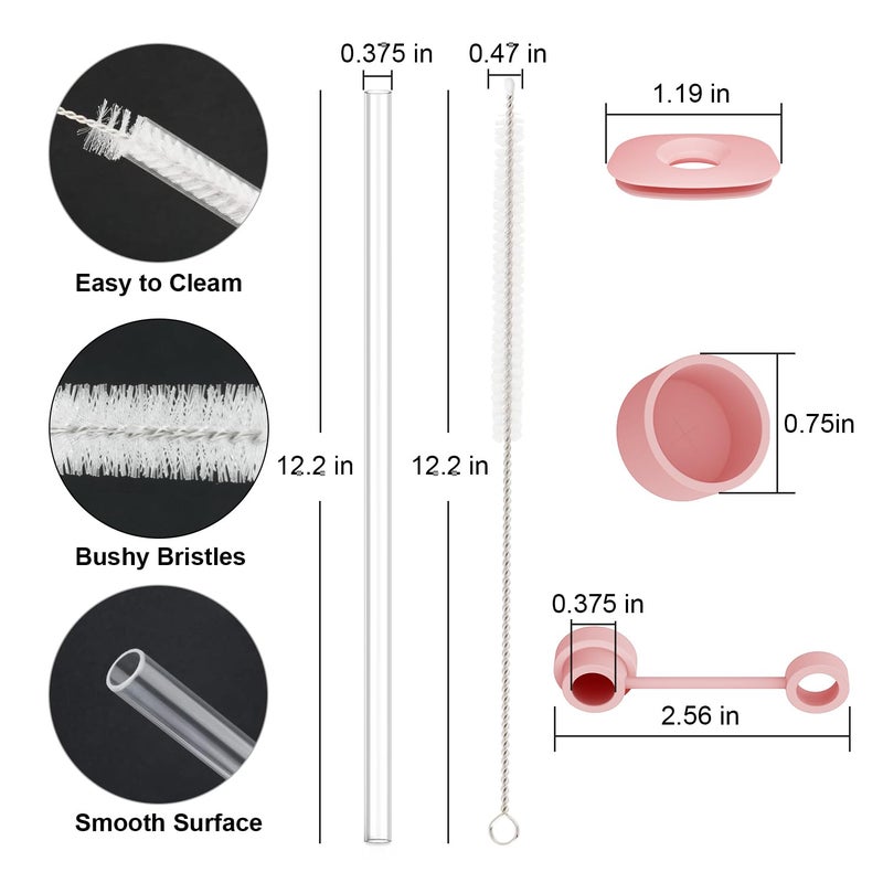 Beonsky Replacement Straw Cover Spill Stopper Accessories for Stanley Cup 40 oz 30 oz Quencher, Tumbler Accessories of 6 Clear Straw with Cleaning Brush, 2 Silicone Cover Cap, 4 Leak Sproof Plug for Stanley - Image 2
