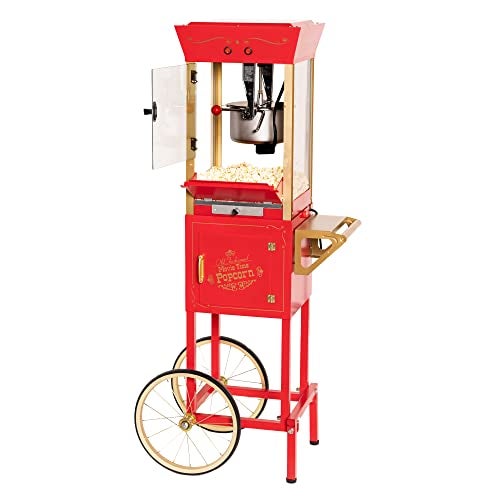 Nostalgia Nostalgia Popcorn Maker Machine  Professional Cart With 8 Oz Kettle Makes Up to 32 Cups  Vintage Popcorn Machine Movie Theater Style  Red 