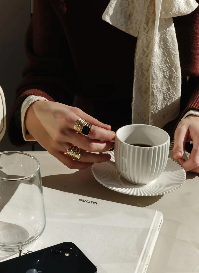 Lichi  Set of two rings with textured surface for Women | Best Price UAE