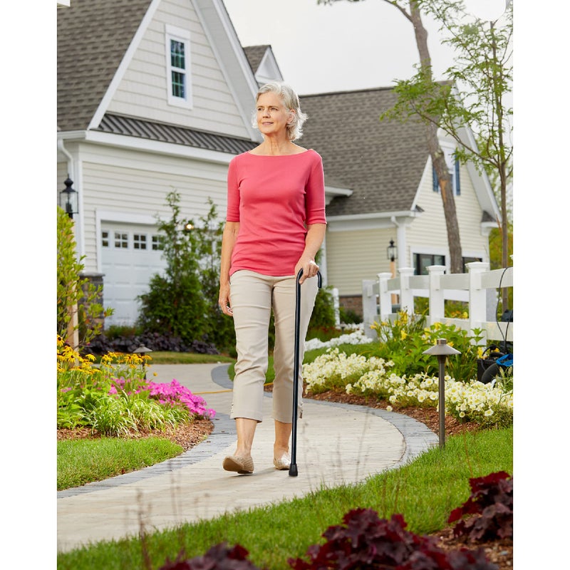 CAREX Solid Wood Walking Cane - Wooden Canes for Men & Women with 250 lb Weight Capacity - 36â€ Long, 1" Diameter, Wood Canes with Walnut Finish - Rubber Tip Single Point Cane, Walnut Finish, Organic Calendula, 1 Count - Image 5