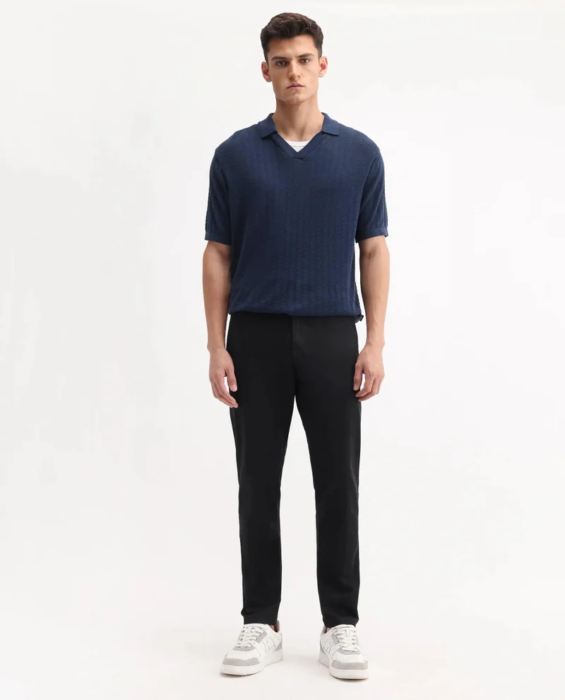 Rare Rabbit Men's Plain Cotton Stretch Trouser