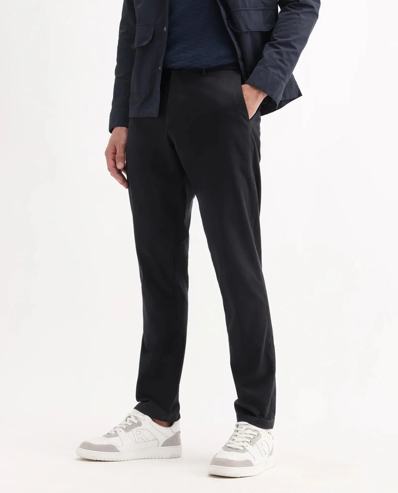 Rare Rabbit Men's Plain Cotton Stretch Trouser