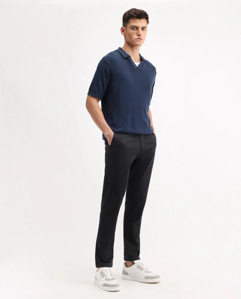 Rare Rabbit Men's Plain Cotton Stretch Trouser