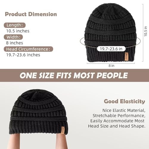 MSDC 3 Pack Satin Lined Beanie for Women, Warm Slouchy Winter Hats with Silk Lined, Fashionable Oversized Cable Knit Hat Skull Cap-01 - Image 2