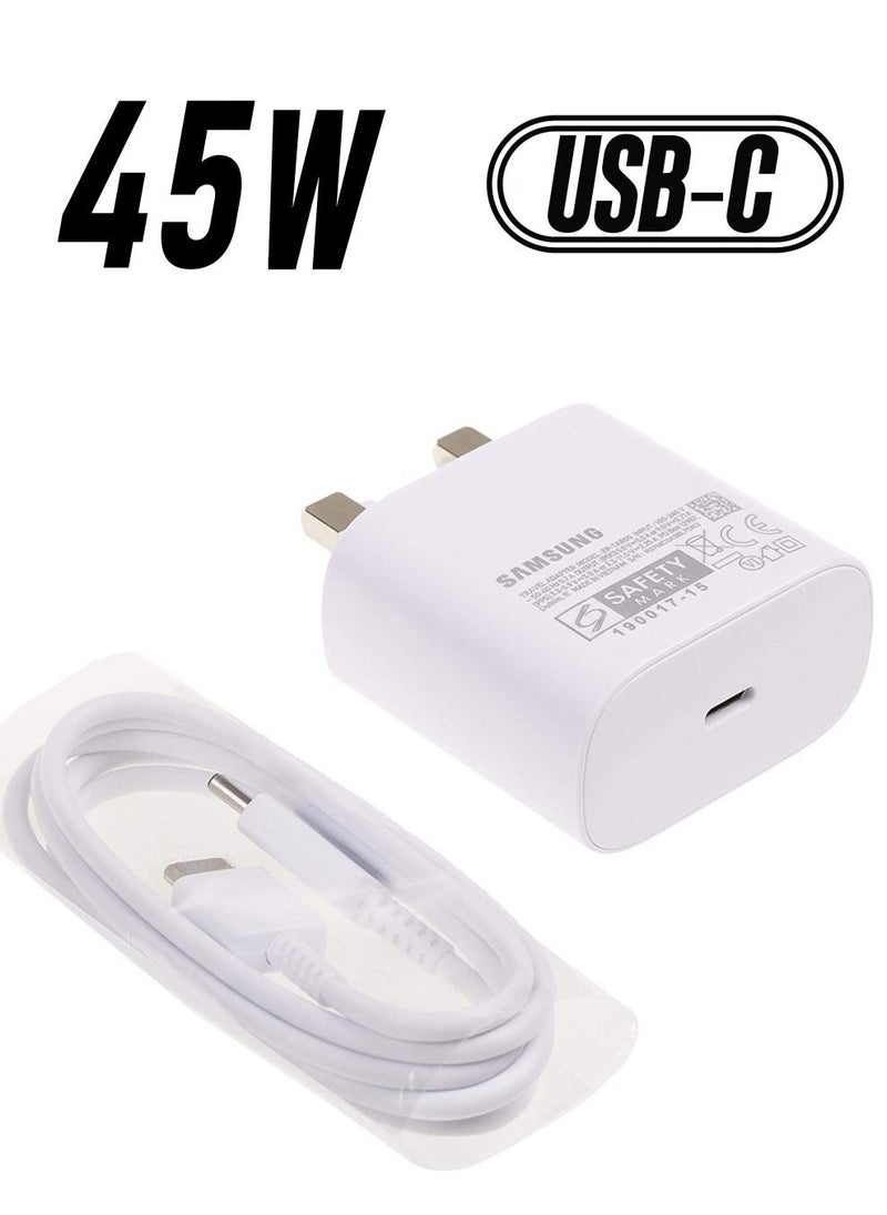 شاحن سريع جداً 45 واط USB-C – محول حائط نوع-C لهواتف سامسونج جالاكسي S22 ألترا/S22+/S22، S21 ألترا/S21 بلس 5G، نوت 20 ألترا، S20/S20 ألترا، تاب S8 ألترا/S8+، شحن سريع PPS - Image 1