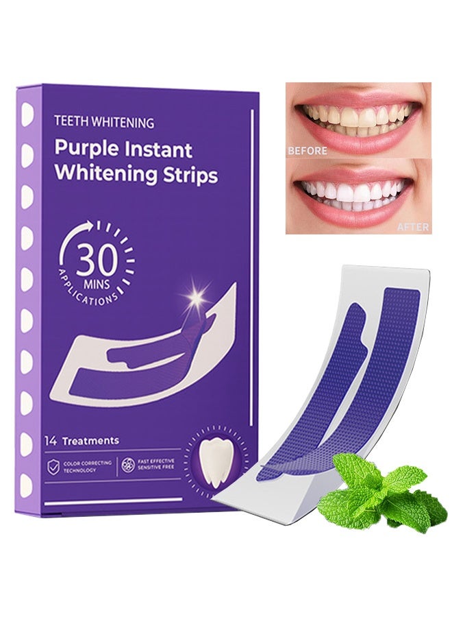 IVISMILE Purple Instant Whitening Strips, Natural Teeth whitening Strips Sensitive White Strips for Teeth whitening-7 Days for Smile Effective & Gentle Dental Whitener Peroxide-Free,Deep Stains Removal （14 Pices） - Image 1