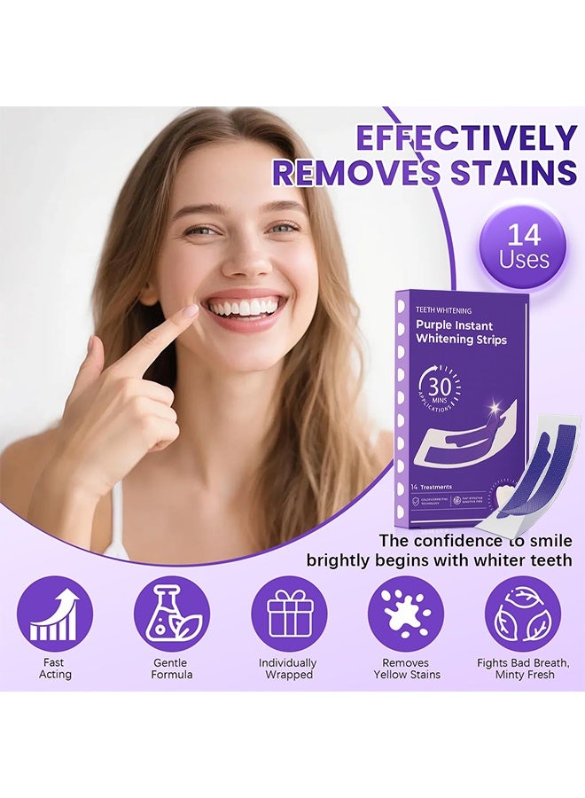 IVISMILE Purple Instant Whitening Strips, Natural Teeth whitening Strips Sensitive White Strips for Teeth whitening-7 Days for Smile Effective & Gentle Dental Whitener Peroxide-Free,Deep Stains Removal （14 Pices） - Image 2