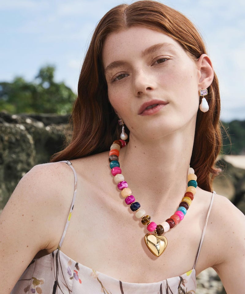 WOWORAMA Colorful Chunky Beaded Heart Necklace for Women Boho Colored Resin Acrylic Beads Choker Necklace Trendy Chunky Puffy Heart Necklaces Statement Jewelry - Image 4