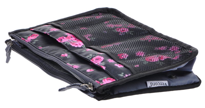 Vercord Purse Organizer Insert for Handbags Bag Organizers Inside Tote Pocketbook Women Nurse Nylon 13 Pockets Black Red Flower Small - Image 4