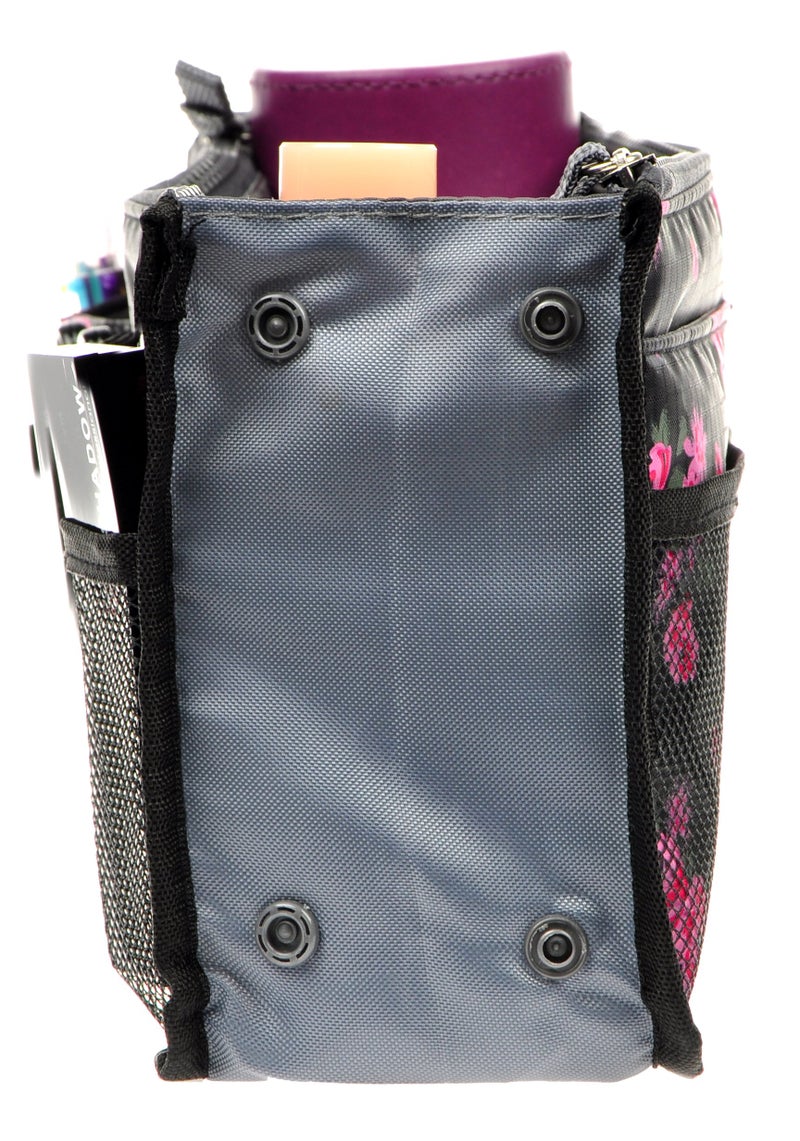 Vercord Purse Organizer Insert for Handbags Bag Organizers Inside Tote Pocketbook Women Nurse Nylon 13 Pockets Black Red Flower Small - Image 5