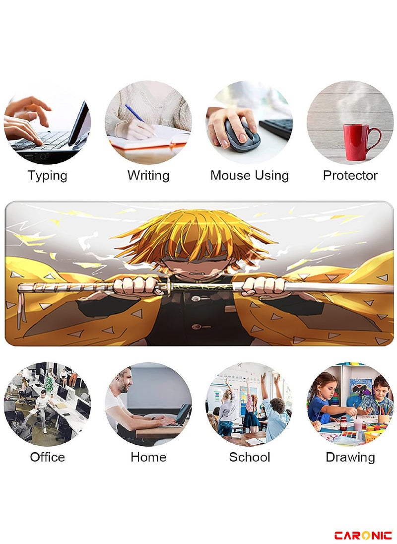 CARONIC Large Gaming Mouse Pad with Superior Micro Weave Cloth Extended Desk Mousepad with Stitched Edges Non-Slip Base Water Resist Keyboard Pad For Gamer And Office Home DS 13  - Image 2
