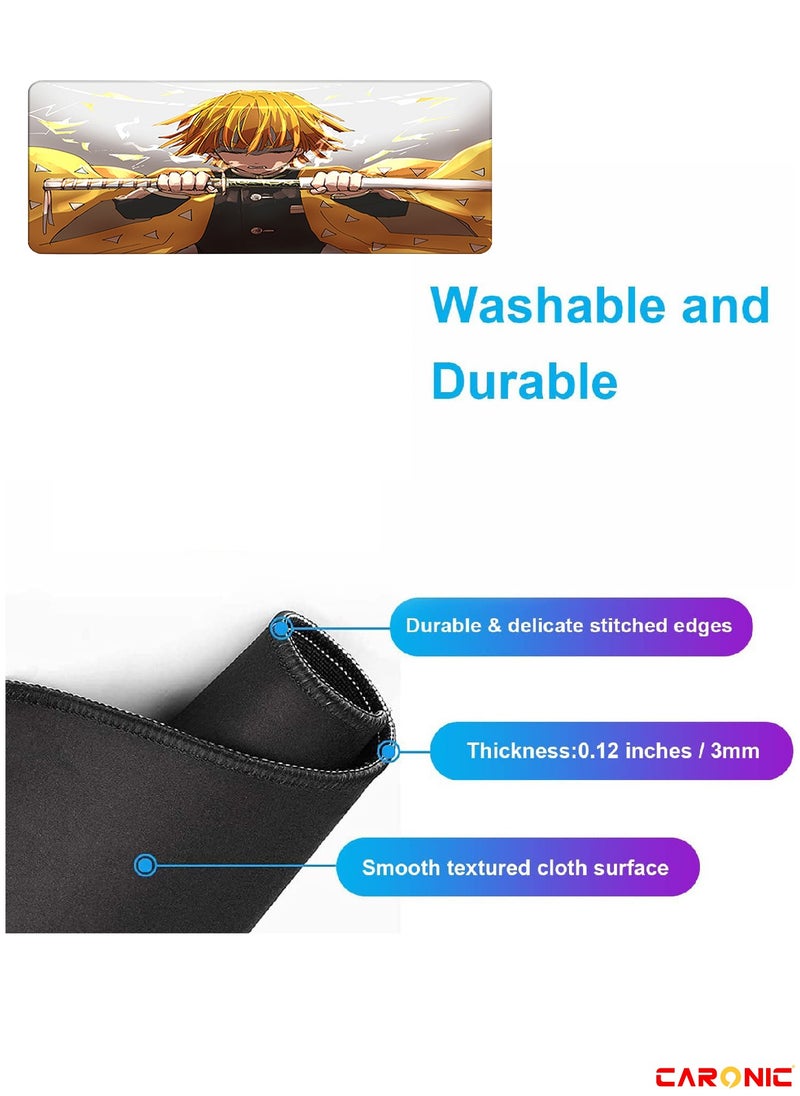 CARONIC Large Gaming Mouse Pad with Superior Micro Weave Cloth Extended Desk Mousepad with Stitched Edges Non-Slip Base Water Resist Keyboard Pad For Gamer And Office Home DS 13  - Image 5
