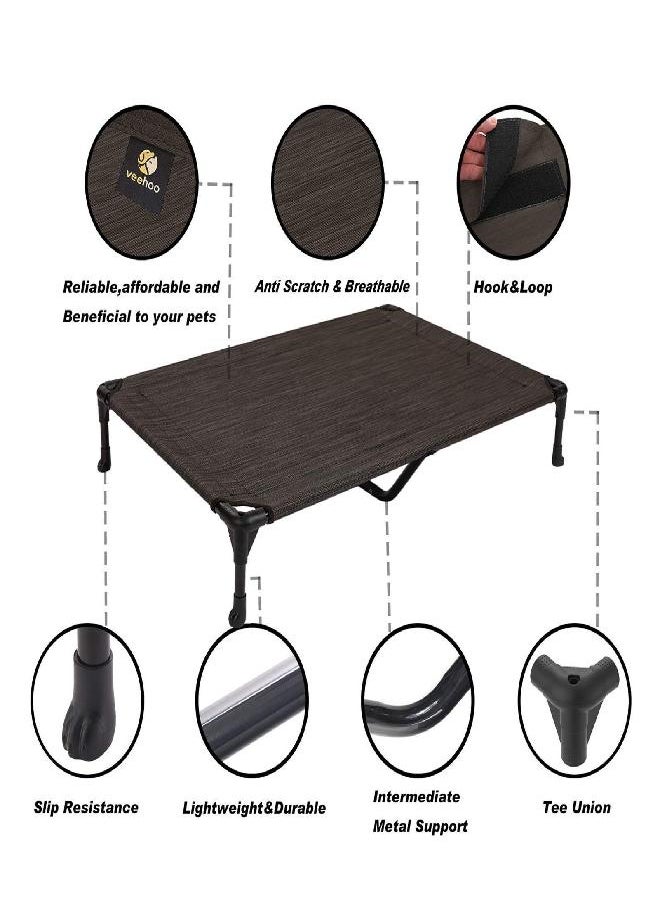 Veehoo - Veehoo Cooling Elevated Dog Bed, Portable Raised Pet Cot with Washable & Breathable Mesh, No-Slip Rubber Feet for Indoor & Outdoor Use, X Large, Brown - Image 1