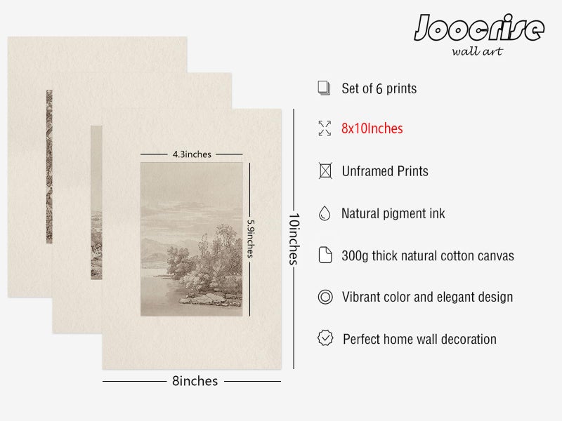 Joocrise Neutral Wall Art Decor Set of 6 Vintage Canvas Wall Art Rustic Farmhouse Wall Art Botanical Prints Country Pictures Neutral Vintage Artwork for Living Room Bedroom 8x10 Inch Unframed - Image 2