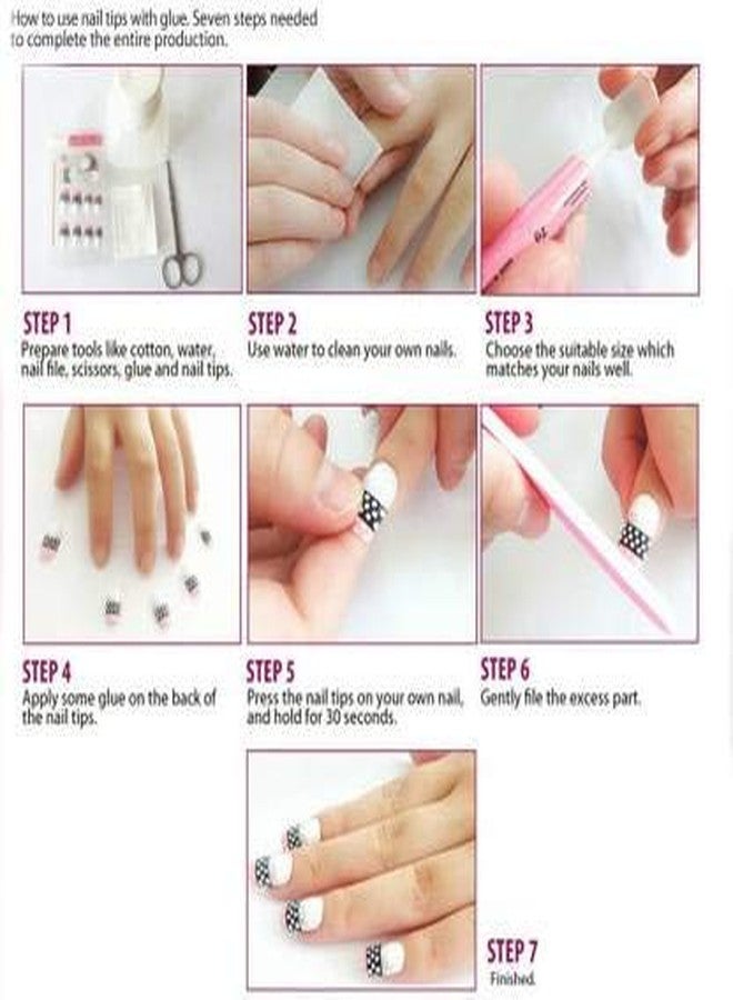 lele? Artificial Nails Set With Glue Acrylic fake/False Nails (Set Of 100 Pcs) with Artificial Nail Glue 3gm Reusable and 2 pkt of nailpolish remover wipes, - Image 4