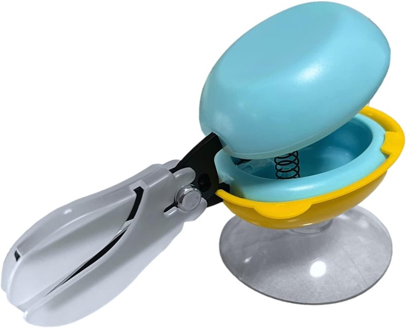 HARAC Tabletop Mounted Adaptive Scissors - Safe Scissors for Special Needs and Injured Hands - Spring Loaded Ambidextrous Handle, Non-Stick Blade, Made in Japan, Blue - Image 1
